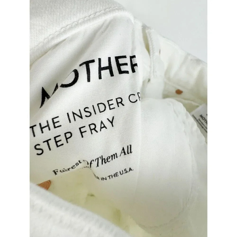 MOTHER Sz 24 The Insider Crop Step Fray Fairest White Straight Leg Jeans - Picture 9 of 11